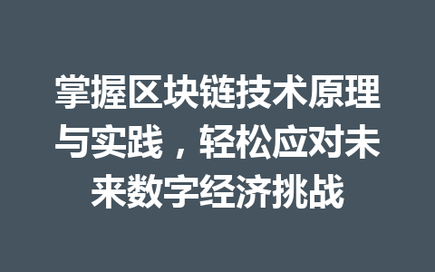 掌握区块链技术原理与实践，轻松应对未来数字经济挑战