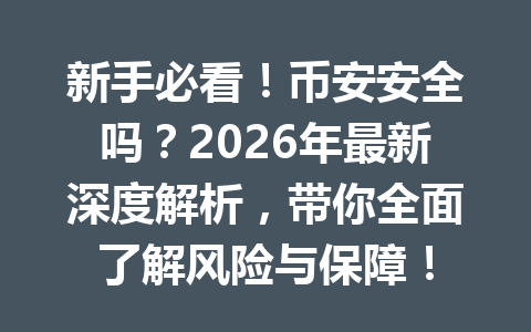 新手必看！币安安全吗？2026年最新深度解析，带你全面了解风险与保障！
