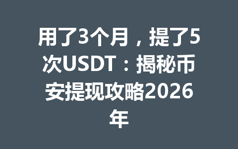 用了3个月,提了5次USDT:揭秘币安提现攻略2026年