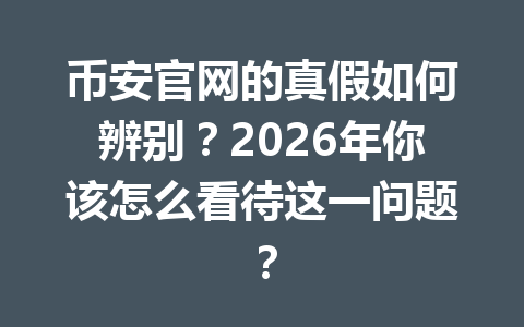 币安官网的真假如何辨别?2026年你该怎么看待这一问题?