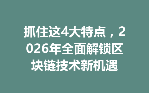 抓住这4大特点,2026年全面解锁区块链技术新机遇