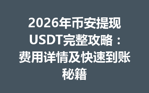 2026年币安提现USDT完整攻略：费用详情及快速到账秘籍