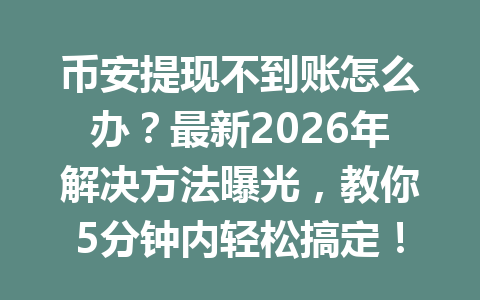 币安提现不到账怎么办?最新2026年解决方法曝光,教你5分钟内轻松搞定!