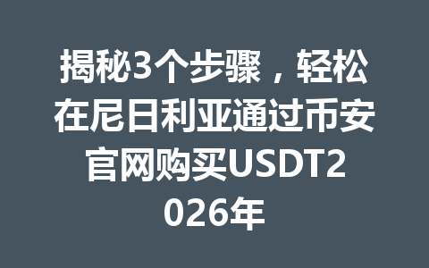 揭秘3个步骤，轻松在尼日利亚通过币安官网购买USDT2026年