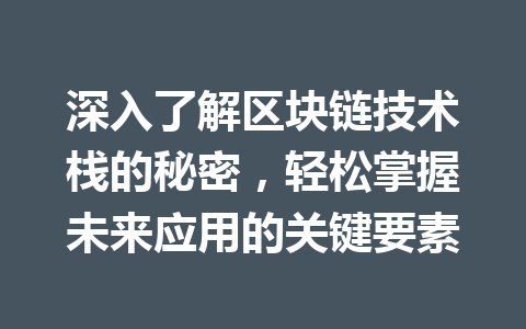 深入了解区块链技术栈的秘密,轻松掌握未来应用的关键要素